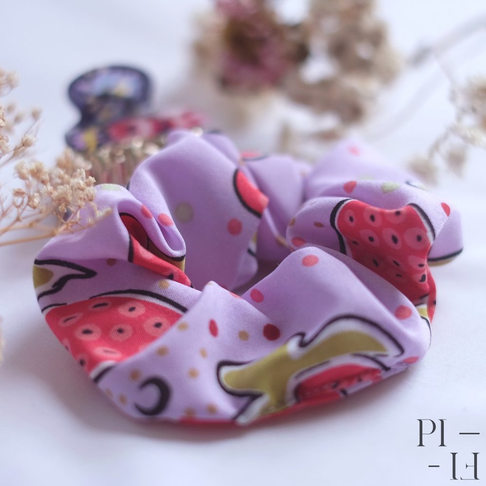 NWOT set of purple hair accessories scrunchie clip